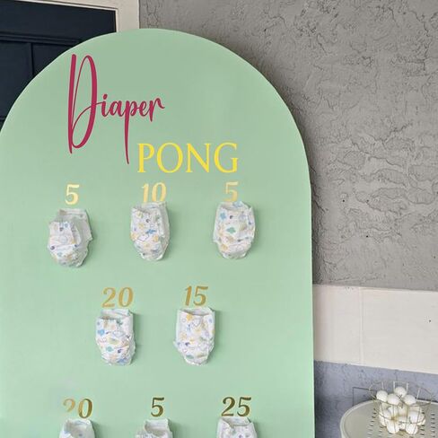 Diaper Pong Game Decal | Baby Shower Party Decoration|Diaper Pong Game Sign Wall Sticker|Gender Reveal Party Supplies in Saudi Arabia