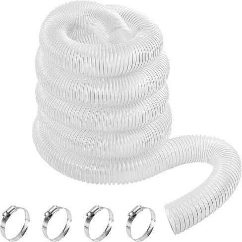 2-1/2" x 30ft Clear PVC Dust Collection Hose with Clamps | Thick Transparent Pvc, Anti-Kink Reinforced Tube, Includes 8 Stainless Clamps for Garage Woodworking Dust Extraction in Kuwait