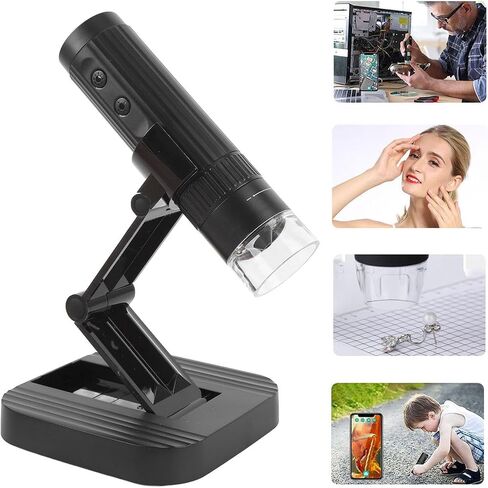 1080P HD USB Microscope Camera Magnifier with 8 LED Lights for Plants Stamp Black Mobile Phone Tablet PC in Saudi Arabia