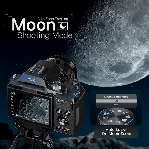 8K & 64MP Digital Camera for Photography, 48X Zoom with Moon Mode，Black | 16X Optical + 3X Digital,180° Flip Screen, WiFi, Micro HDMI, 32GB Card & 2 Batteries, Vlogging Camera for YouTube in Kuwait