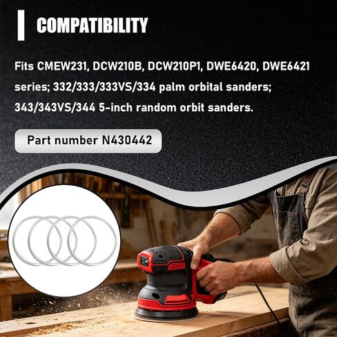 4 Pack N430442 Random Orbit Sander Drive Belt for Porter Cable DeWalt 332 333VS 334 344 DWE6421-B2, DWE6421-B3, DWE6421-BR, DWE6421K Cable Random Orbit Palm Sander in Kuwait