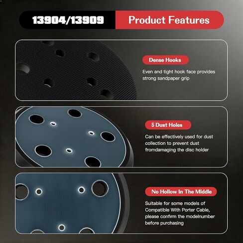 2 Pack 5 Inch 5 Hole Orbital Sander Replacement Pad Fits for Porter Cable 334 Type 1/2/3/4 5 inch ROS in Saudi Arabia