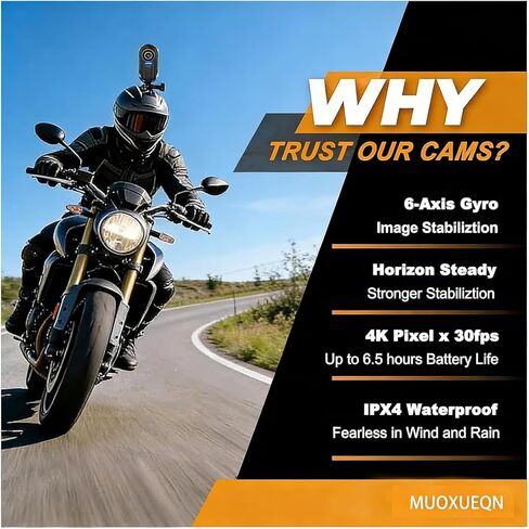 4K Motorcycle Camera,Magnetic Wearable Thumb Size POV Necklace Camera with Audio & Video Recording and Stabilization,for Vloggers,Hikers,Workers,Cycling,Travel,Bike/Motorcycle Helmet Mount (16GB) in Saudi Arabia