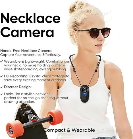 4K Motorcycle Camera,Magnetic Wearable Thumb Size POV Necklace Camera with Audio & Video Recording and Stabilization,for Vloggers,Hikers,Workers,Cycling,Travel,Bike/Motorcycle Helmet Mount (16GB) in Saudi Arabia