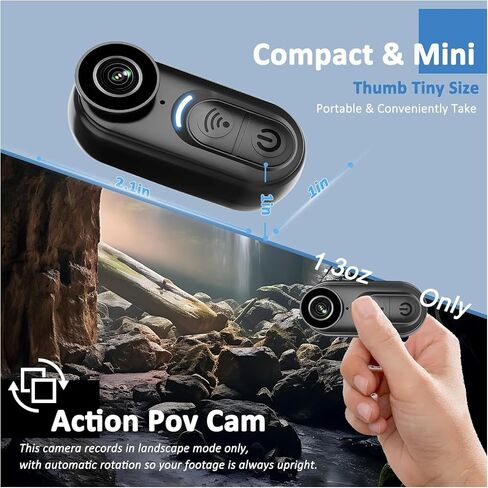 4K Motorcycle Camera,Magnetic Wearable Thumb Size POV Necklace Camera with Audio & Video Recording and Stabilization,for Vloggers,Hikers,Workers,Cycling,Travel,Bike/Motorcycle Helmet Mount (16GB) in Saudi Arabia