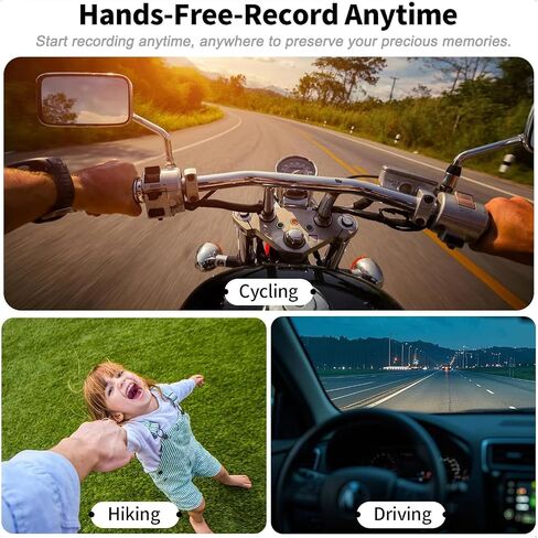 4K Motorcycle Camera,Magnetic Wearable Thumb Size POV Necklace Camera with Audio & Video Recording and Stabilization,for Vloggers,Hikers,Workers,Cycling,Travel,Bike/Motorcycle Helmet Mount (16GB) in Saudi Arabia