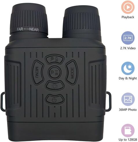 2.7K Night Vision Goggles, 36MP Digital Night Vision Binoculars with 10X Digital Zoom, 850nm IR Illuminator, 3" TFT Screen, Rechargeable Night Vision Scope Supports 128GB Card in Saudi Arabia