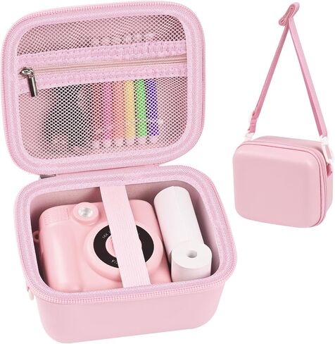 Kids Instant Print Camera Case for Dylanto/ Gofunly/ DUDUDRAGON/ ESOXOFFORE | Hard EVA Portable Storage Case with Mesh Pocket & Shouler Strap, Shockproof , Waterproof, Case Only, Pink in Saudi Arabia