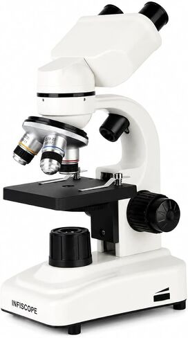 Binocular Compound Microscope 40X-400X for Students & Adults - Coaxial Coarse & Fine Focus, 360° Rotatable Head, Dual LED Illumination, Type-C/Battery Powered - Biology & Science Education in Kuwait