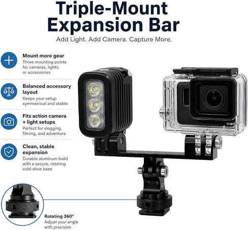 Double Cold Shoe Mount with 1/4"-20 Thread for Camera Cage Flash LED Monitor Microphone etc in Kuwait