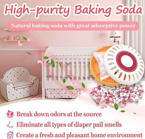 PurifyLogix Odor-Removing Baking Soda Refills for Arm&Hammer Puck Cartridge | Peach-Scented Diaper Pail Odor Eliminator Compatible with Munchkin Step and Pail Diaper Pails, 8-Pack in Saudi Arabia