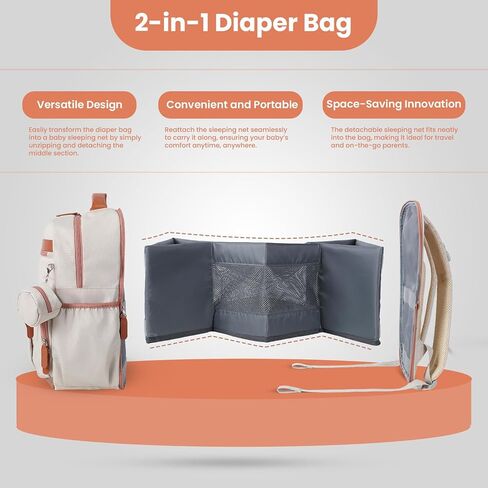 Baby Diaper Bag with Changing Station,Baby Registry Search | Waterproof Diaper Bag Backpack for Moms Dads, Portable Changing Pad, Large Capacity Diaper Bags for Baby Shower Gifts,Beige in Kuwait