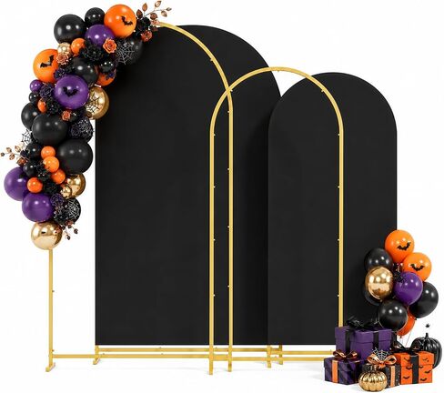 Wedding Arch with Backdrop Covers Set - Heavy Duty | 2-Pack 6/7.2FT arches, square tube frame, black covers, sturdy, washable, for wedding, party, shower, booth in Kuwait