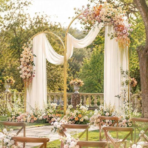 Wedding Arch with Backdrop Covers Set - Heavy Duty | 2-Pack 6/7.2FT arches, square tube frame, black covers, sturdy, washable, for wedding, party, shower, booth in Kuwait