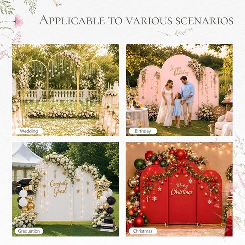 Wedding Arch with Backdrop Covers Set - Heavy Duty | 2-Pack 6/7.2FT arches, square tube frame, black covers, sturdy, washable, for wedding, party, shower, booth in Kuwait