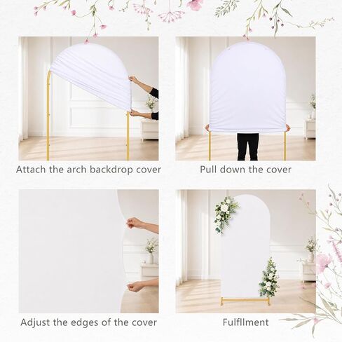 Wedding Arch with Backdrop Covers Set - Heavy Duty | 2-Pack 6/7.2FT arches, square tube frame, black covers, sturdy, washable, for wedding, party, shower, booth in Kuwait