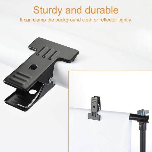 6-Pack Heavy Duty Metal Spring Clamps with Non-Slip EVA Pads, 1.4" Max Opening, Black – for Photography Backdrop, Background Stand, Canvas, Studio Equipment, Seamless Paper Holder in Saudi Arabia