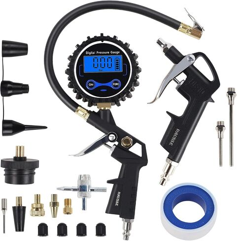 Heavy Duty Air Compressor Accessory Kit, Air Blow Gun and Air Hose Fittings, 1/4" NPT Air Tool Kit with 100 PSI Tire Inflator Gauge in Saudi Arabia
