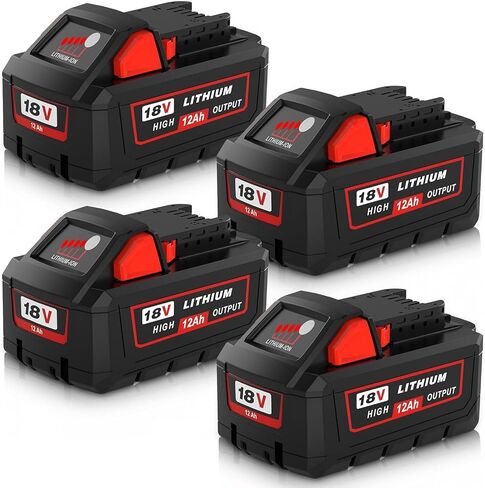 48-11-1812 12.0Ah Replacement for Milwaukee 18V Battery(Multi-2PCS) | Compatible with Milwaukee 18Volt Tools Drill,Sawzall, Impact Driver, Chainsaw, Fuel Grinder in Kuwait