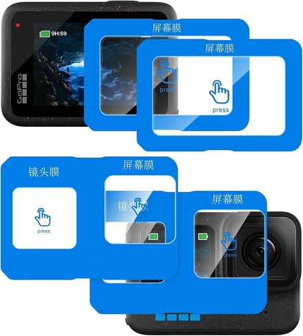 4 قطع واقيات شاشة للعدسات مصنوعة لجهاز Go Pro Hero 12 | [زجاج مقسى للكاميرا]، [مجموعة المحاذاة سهلة التركيب]، صلابة 9H، مضاد للخدش، مضاد للفقاعات in Kuwait