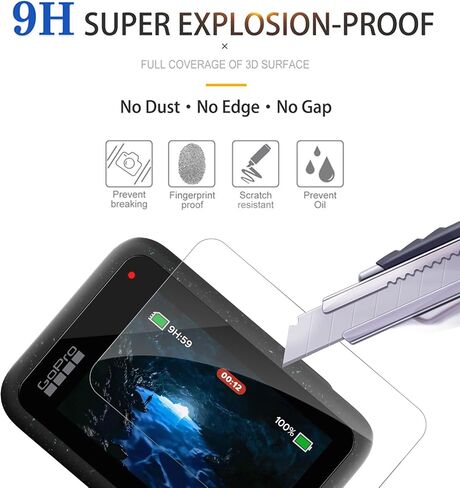 4 قطع واقيات شاشة للعدسات مصنوعة لجهاز Go Pro Hero 12 | [زجاج مقسى للكاميرا]، [مجموعة المحاذاة سهلة التركيب]، صلابة 9H، مضاد للخدش، مضاد للفقاعات in Kuwait