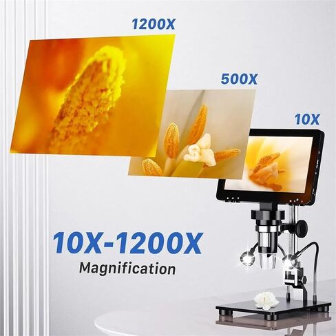 USB Microscope, 7" Digital Microscope 1200X with IPS Screen, 1080P 16MP Coin Microscope Magnifier in Saudi Arabia