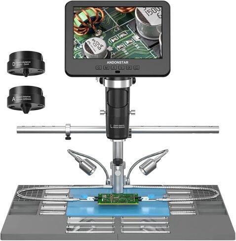 USB Microscope, 2000X UHD 2160P HDMI Digital Microscope AD246SM- for PCB SMD Soldering for Phone Repair Tools(AD246SM-Plus(7inch)) in Saudi Arabia