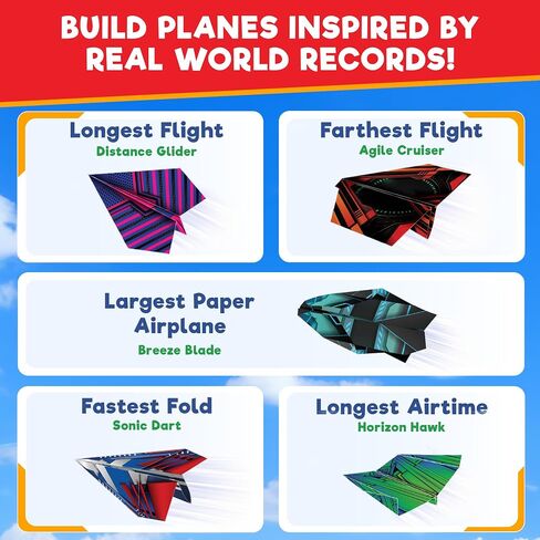 Doctor Jupiter World Record Paper Airplane Book Kit for Kids Ages 5+ | Birthday Gift Ideas for Boys & Girls Ages 5,6,7,8,9,10, STEM Learning Craft Toy, 120+ Planes, 1200+ Stickers in Saudi Arabia