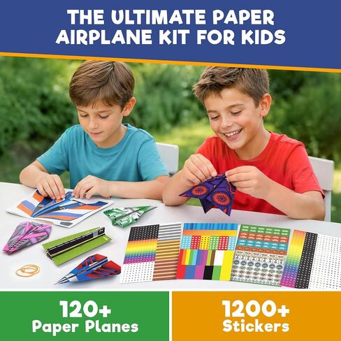 Doctor Jupiter World Record Paper Airplane Book Kit for Kids Ages 5+ | Birthday Gift Ideas for Boys & Girls Ages 5,6,7,8,9,10, STEM Learning Craft Toy, 120+ Planes, 1200+ Stickers in Saudi Arabia