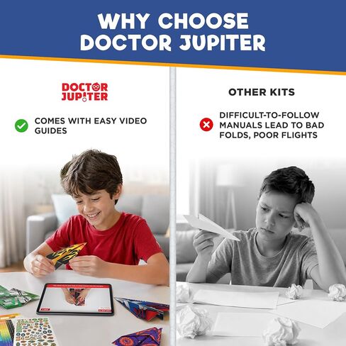 Doctor Jupiter World Record Paper Airplane Book Kit for Kids Ages 5+ | Birthday Gift Ideas for Boys & Girls Ages 5,6,7,8,9,10, STEM Learning Craft Toy, 120+ Planes, 1200+ Stickers in Saudi Arabia