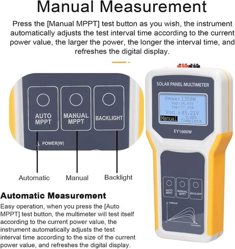 Light Meter, 1600W Solar Panel Multimeter for MPP Testing Voltage Current Power Measurement in Saudi Arabia