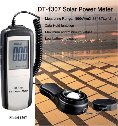 مقياس الضوء، DT-1307 مقياس الإشعاع الشمسي الرقمي مع قياس الأشعة فوق البنفسجية، نطاق 2000 واط/م² in Kuwait