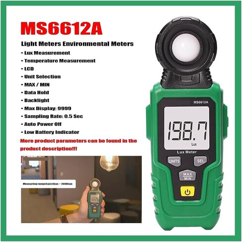 Light Meter, MS6612A Digital Light Meter Lux/Fc Illuminometer with Max/Min Function in Saudi Arabia