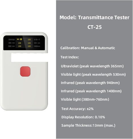 مقياس الضوء، CT-25، جهاز اختبار النفاذية المحمول UV VL IR للفيلم الشمسي والزجاج البصري in Kuwait