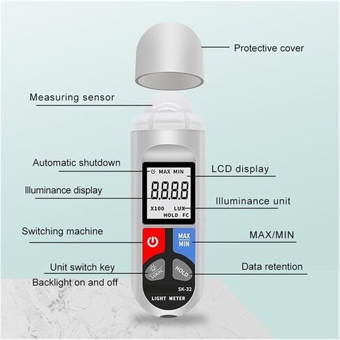Light Meter, Digital Lux Meter Illuminometer 0–200,000 Pocket Light with LCD Display in Saudi Arabia