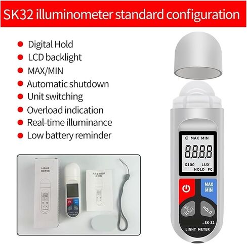 Light Meter, Digital Lux Meter Illuminometer 0–200,000 Pocket Light with LCD Display in Saudi Arabia
