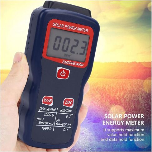 Light Meter, Sunlight Energy Measuring Tester Solar Power Meter with Data Hold for Research in Saudi Arabia