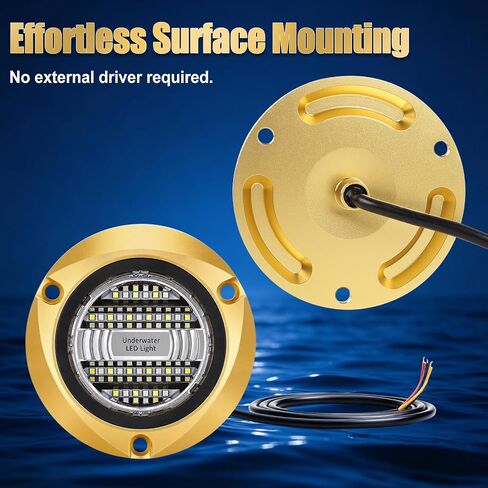 Underwater Boat Lights, 6000 Lumens Marine LED Light | Dual Color White & Blue Led Underwater Lights for Boat IP68 Waterproof, Marine-Grade Bronze and Heat-Tempered Glass in Saudi Arabia