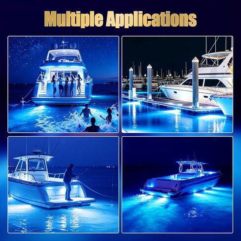 Underwater Boat Lights, 6000 Lumens Marine LED Light | Dual Color White & Blue Led Underwater Lights for Boat IP68 Waterproof, Marine-Grade Bronze and Heat-Tempered Glass in Saudi Arabia