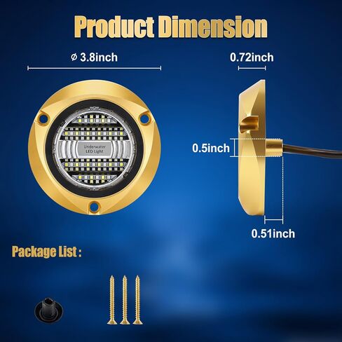 Underwater Boat Lights, 6000 Lumens Marine LED Light | Dual Color White & Blue Led Underwater Lights for Boat IP68 Waterproof, Marine-Grade Bronze and Heat-Tempered Glass in Saudi Arabia