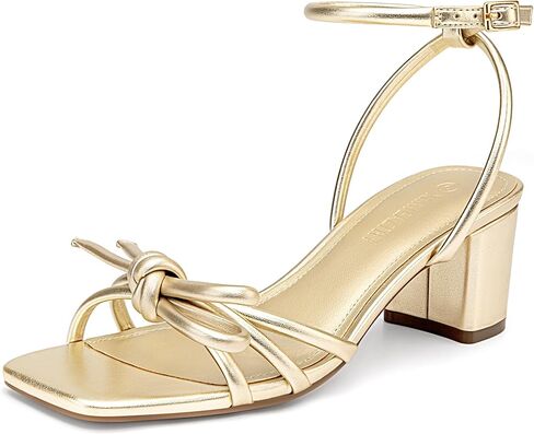 XMWEALTHY Women's Chunky Block Bow Heels Square Open Toe Comfortable Bridal Wedding Heels Ankle Strap Dressy Heeled Sandals in Saudi Arabia