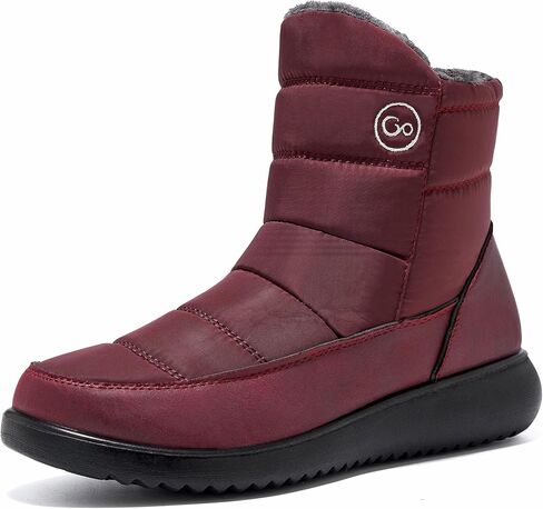 Women Winter Snow Boots Waterproof: Warm Mid Calf Boots for Women with Fur Lined - Comfortable Outdoor Slip On Booties Anti-Slip in Saudi Arabia