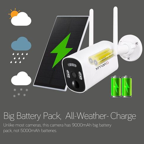 xmartO WiFi 6 Long Range Wire-Free Solar Home Security Camera System Wireless, 4-Set 4MP QHD CCTV Camera Kit with 4K 10CH Expandable WiFi NVR(Suitable for Indoors/Outdoors) in Kuwait
