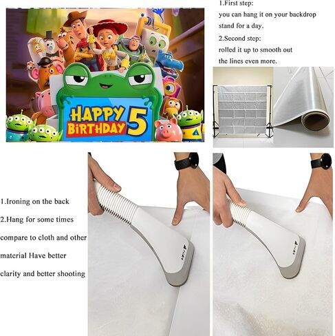 Cartoon for Toy Inspired Story 2026 Background Birthday Decorations, Happy Birthday Banner Backdrop for Dragon Birthday Party Supplies, Polyester Fabric (5x3ft) in Kuwait