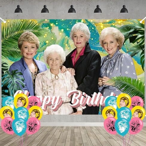 Cartoon Girl Birthday Party Decoration,Golden Women Party Photo Background 5 x 3 FT and 18 Pcs Balloon,Merch Party Backdrop Supplies in Saudi Arabia