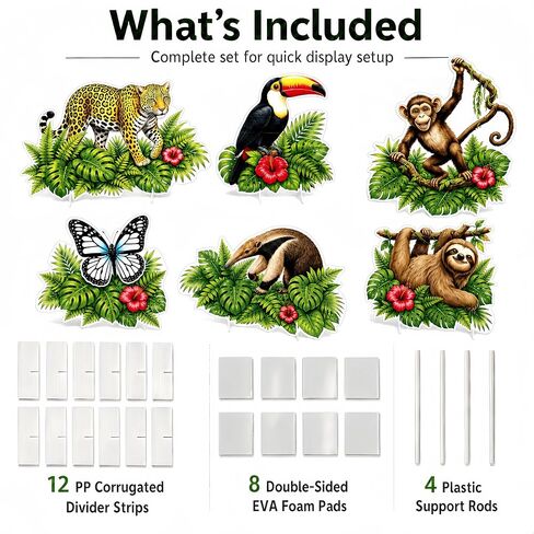6 Pcs Rainforest Falls VBS Decorations, Extra Large Animal Standups Corrugated Plastic Safari Jungle Decor, Waterproof Rainforest Decorations for Church Classroom Party Photo Booth Props in Kuwait