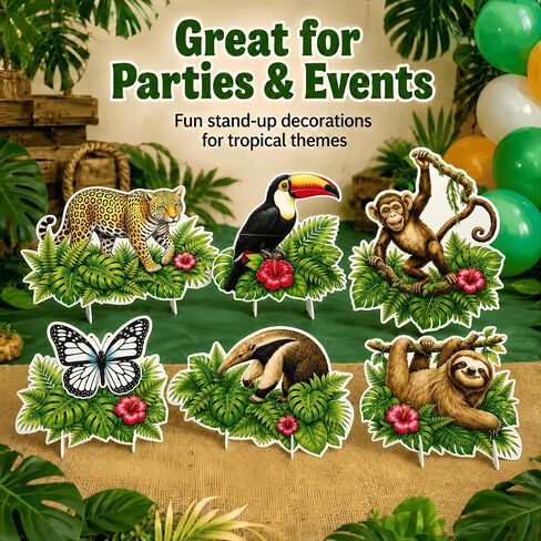 6 Pcs Rainforest Falls VBS Decorations, Extra Large Animal Standups Corrugated Plastic Safari Jungle Decor, Waterproof Rainforest Decorations for Church Classroom Party Photo Booth Props in Kuwait