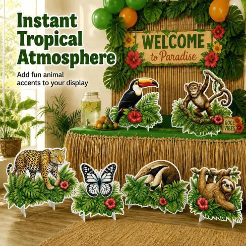 6 Pcs Rainforest Falls VBS Decorations, Extra Large Animal Standups Corrugated Plastic Safari Jungle Decor, Waterproof Rainforest Decorations for Church Classroom Party Photo Booth Props in Kuwait