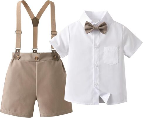Boarnseorl Baby Boys Shorts Sets, Infant Shirt+Shorts+Bow Tie+Suspenders Outfits Suits in Saudi Arabia