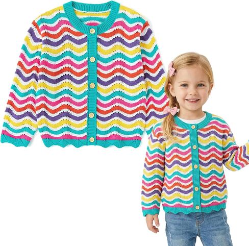 Curipeer Toddler Girls Knit Cardigan,Long Sleeve Sweater | Warm Cotton Fabric,Spring and Fall DailyOuterwear,for Baby and Little Kids in Saudi Arabia